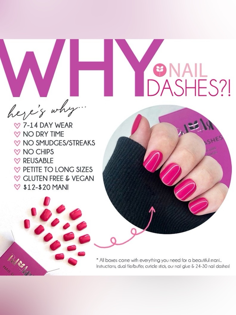 Red Aspen Kinetic Kinsley Glitter Press-On Nails in Magenta Pink - Picture 7 of 10